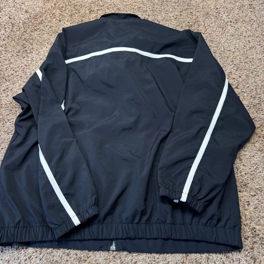 Vintage Nike Team Men XL Black White Stripe Full Zip Mesh Lined Track Jacket